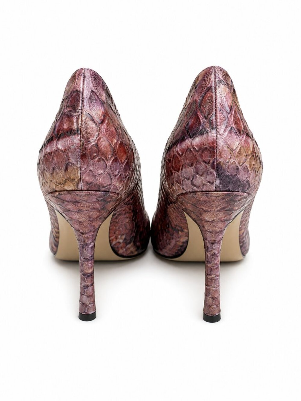 Jimmy Choo Purple Python Snakeskin 4" Stiletto Heel Pumps Size 39.5 Italy